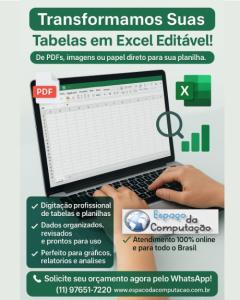 Digitamos Tabelas em Excel com Precisão e Rapidez