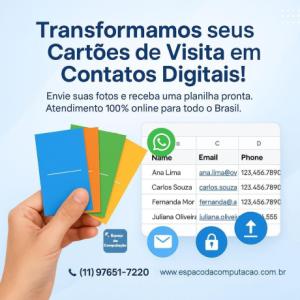 Transformamos seus Cartões de Visita em Contatos Digitais!